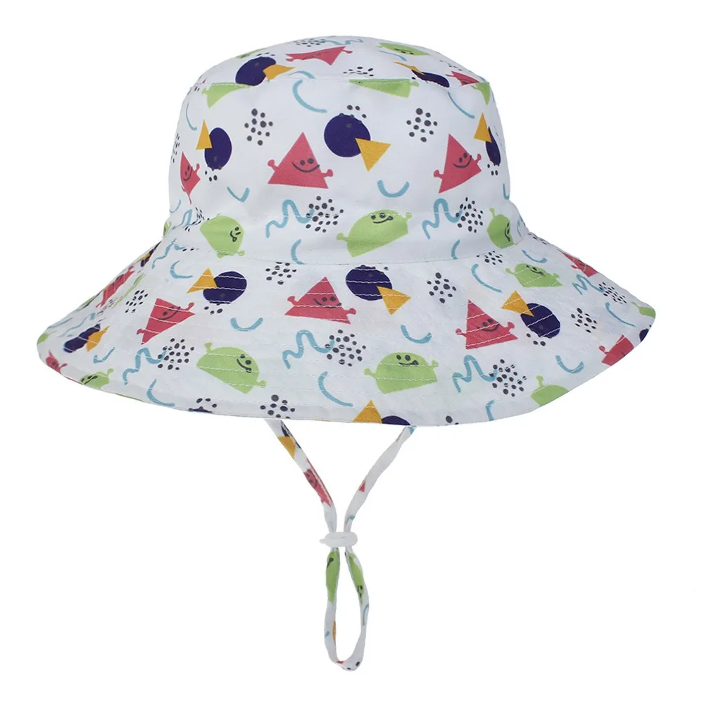 Top quality Wholesale UV protection toddler baby girl boy Summer Travel Bucket Beach Sun Hat with string infant bucket hat