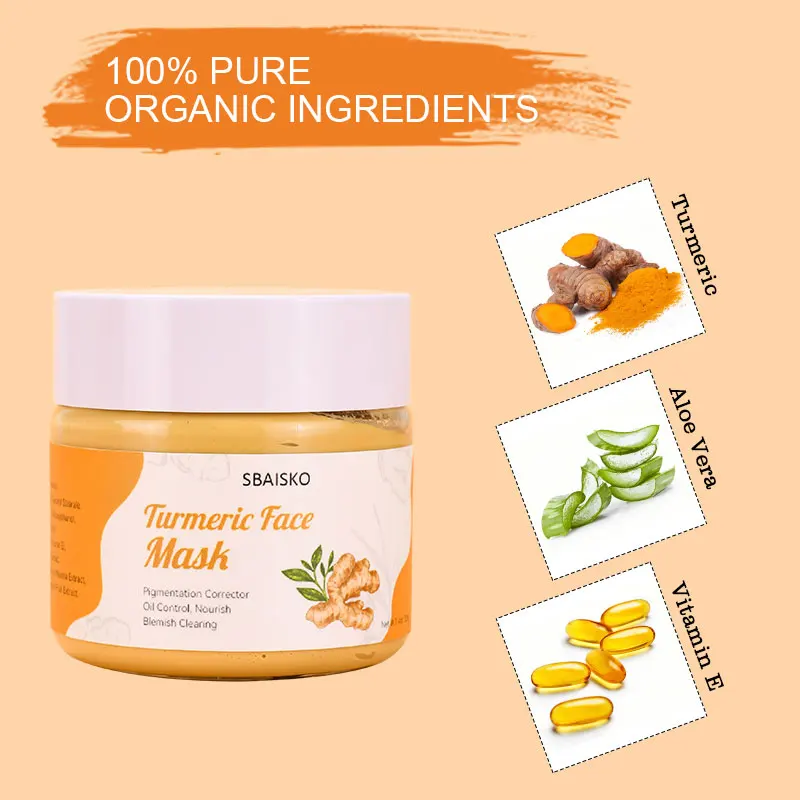 Turmeric Powder Face Mask Beauty Skin Care Brighten Repair Anti-Acne Tumeric  Extract Facial Bentonite Clay Mask