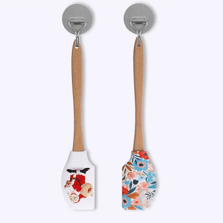 2024 New Arrivals Kitchen Gadgets Baking Tools Christmas Gift Silicone Spatula With Long Wooden Handle