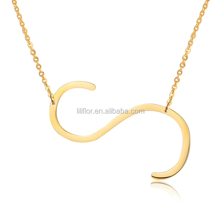 Liliflor Letter Necklaces Alphabet Initial Pendants Necklace Gold Stainless Steel Choker Necklace for Women Jewelry P9027-G 5