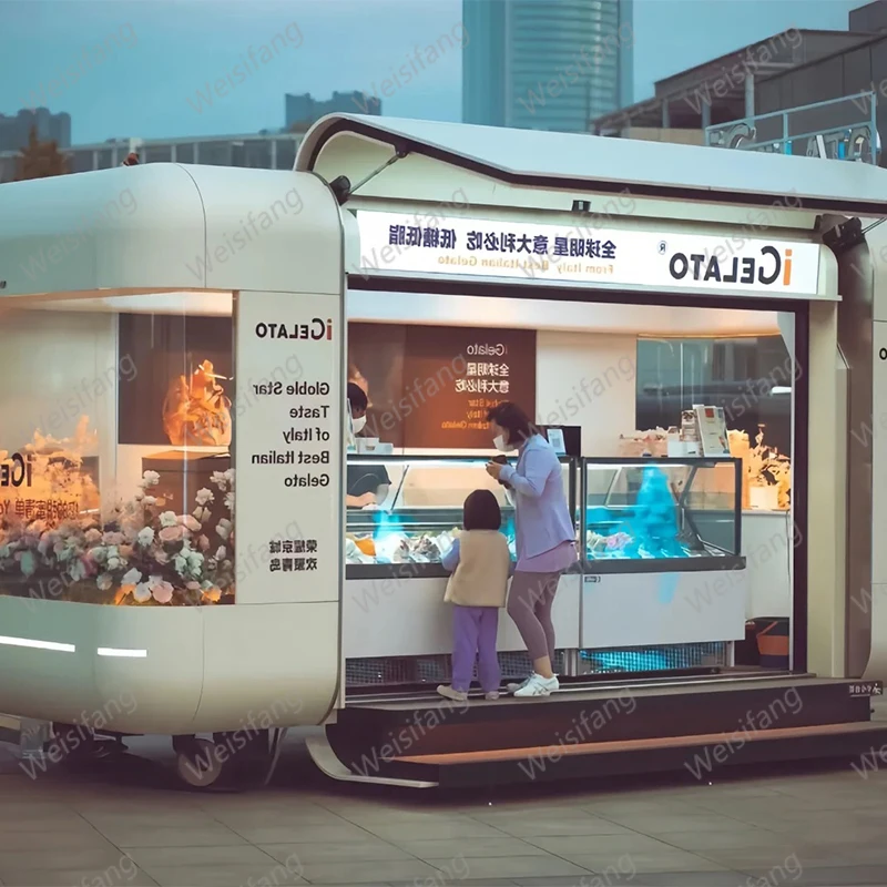 High Quality Square Shape With Full Stainless Steel Kitchen Equipment Food Truck Milk Tea Coffee Mobile Street Food Trailer