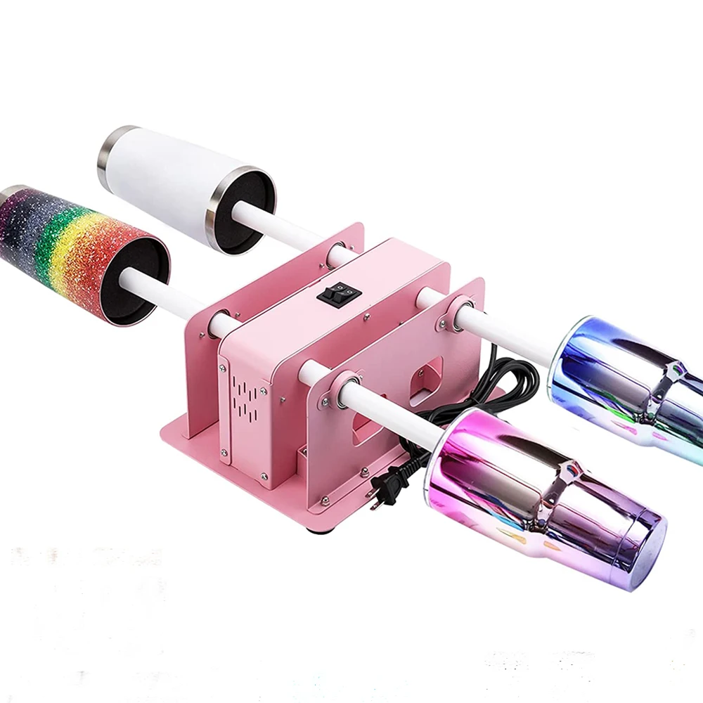 4 Arms Cup Spinner Machine Kit for Crafts Epoxy Tumbler Electric Cuptisserie Tumbler Turner Pink Color