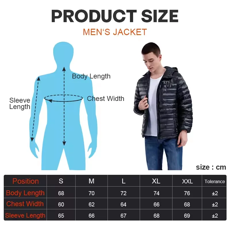 clothes wholesale safety thinsulate carbon fiber  button battery electronic rechargeable power bank self heating heated jacket