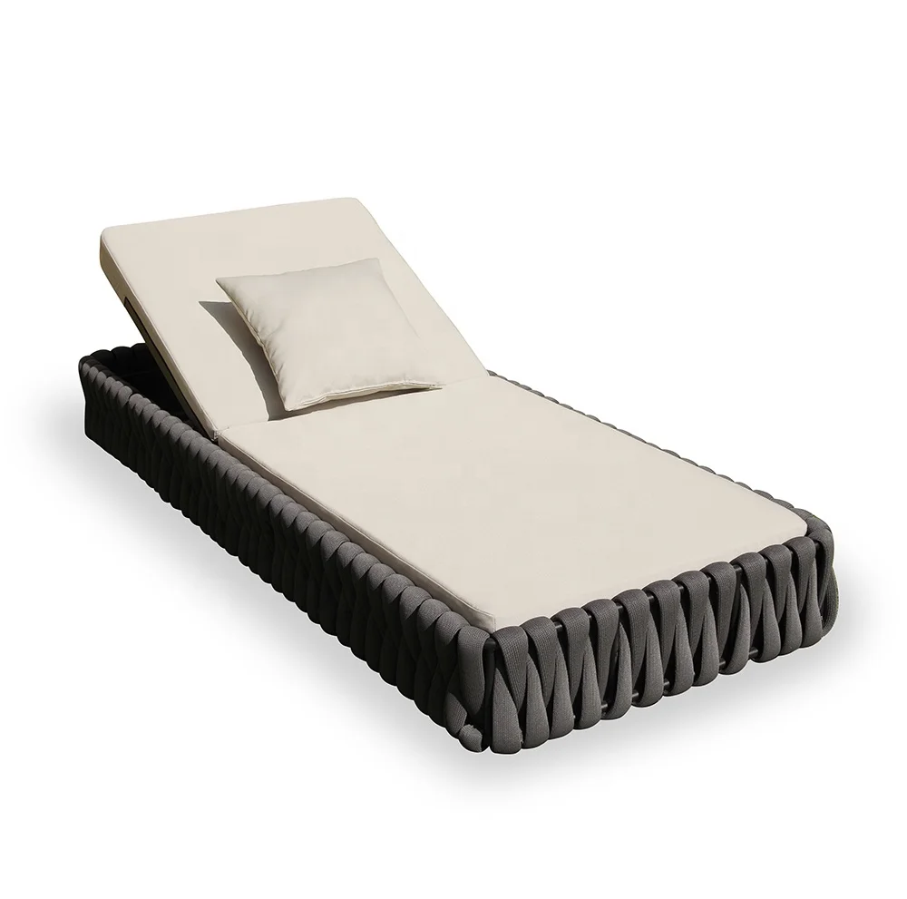high quality garden lounger hotel outdoor furniture Swimming pool sun bed  rope woven outdoor sun lounger