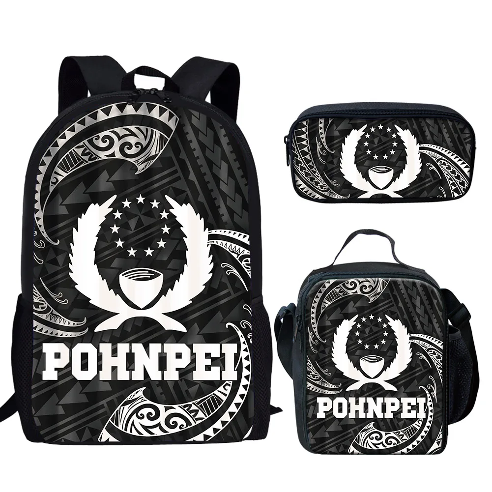 
2021 Latest Pohnpei Flag Print Set Custom Name/Logo School Bag&Lunch Bag&Pencil Case Set Cheap Price Wholesale And Dropshipping 
