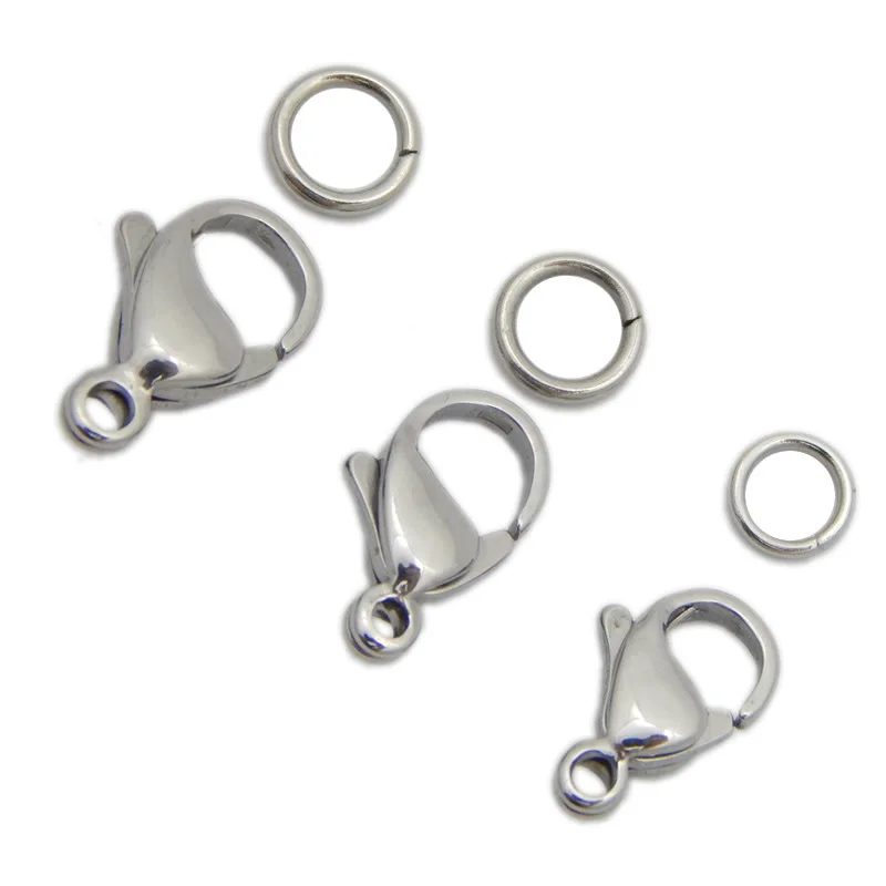 50pcs 9/10/11/12/13/15mm Stainless Steel Lobster Clasps Hooks Connectors For Necklace Bracelet DIY Jewelry Making Findings