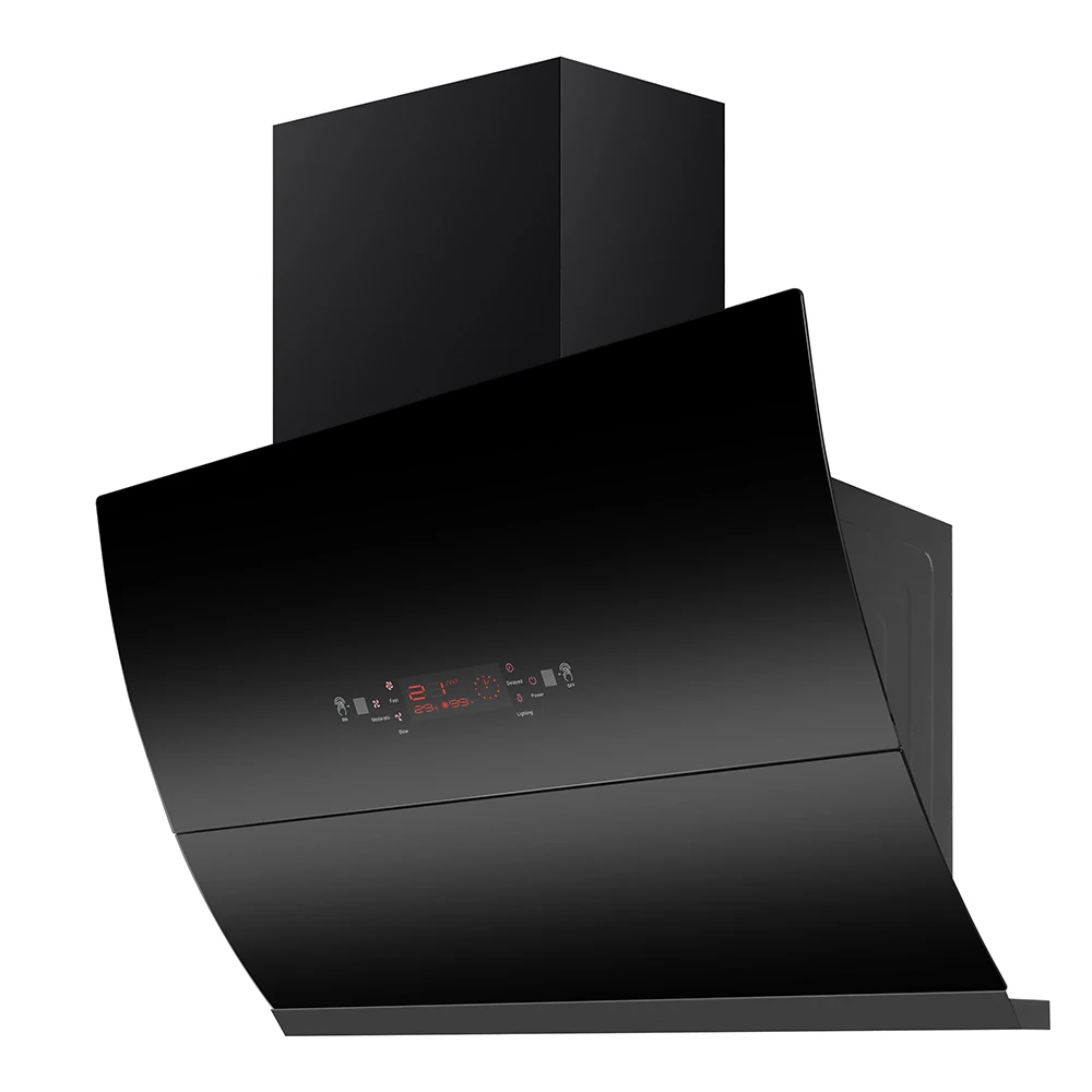 900 мм Окрашенный черный автоматический открытый двухмоторный кухонный дымоход автоматическая очистка вытяжной кожух