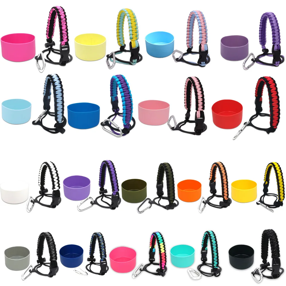 Peiway Wide Mouth Sunflower Handmade Paracord Rope Strap Tumbler Water Bottle Carrier Holder Handle