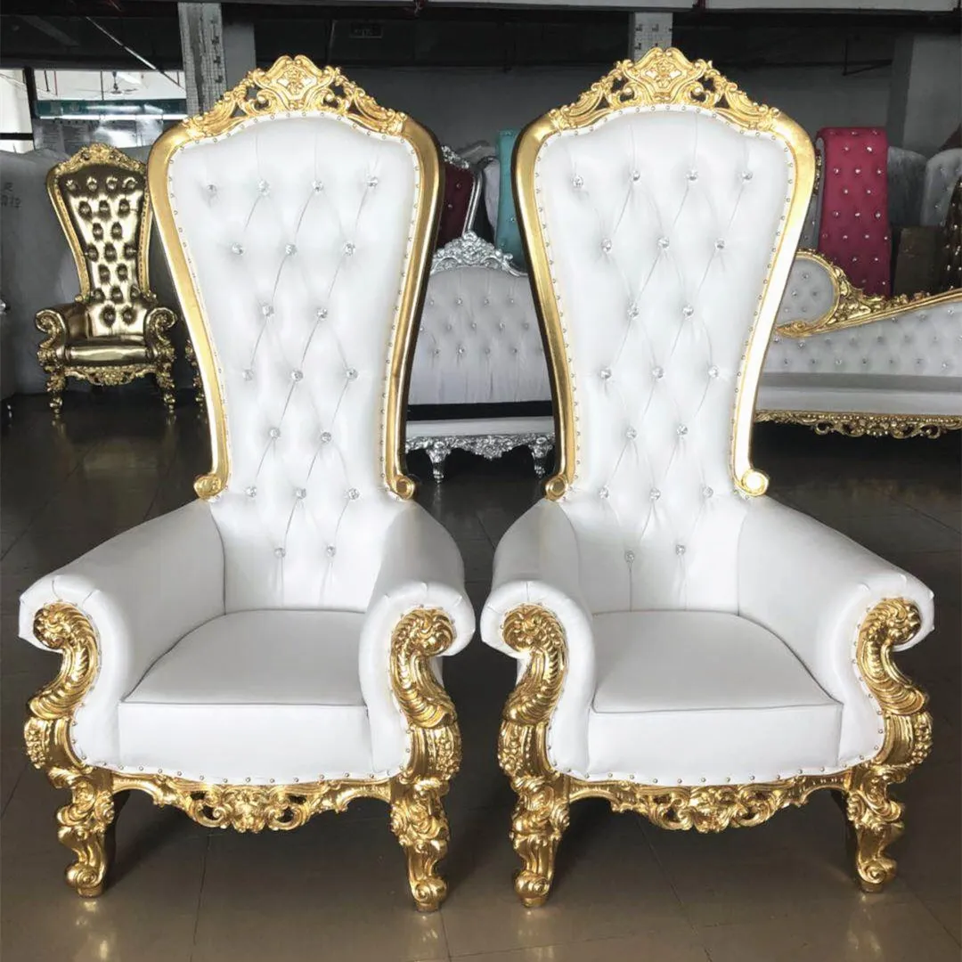 Недорогой Королевский престольный стул с высокой спинкой king and queen, Королевский роскошный свадебный стул с высокой спинкой для жениха и невесты