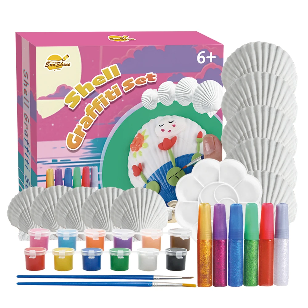 2023 Shell DIY Painting Set Kit Creative Art Activity Gift Shell Acrylic Kids Sea Shell Painting Kit