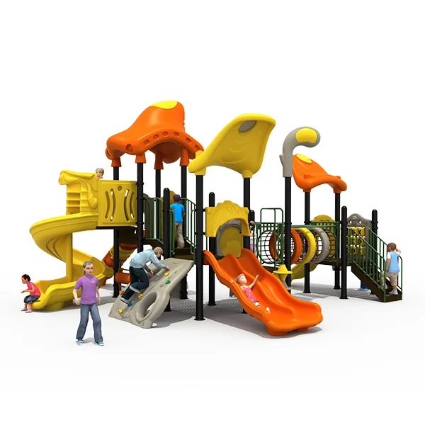 Customized Warm colors Design , Children educational  Equipment Plastic Outdoor Playground  with Multi functional slide