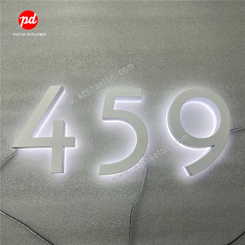 Wholesale Led Numbers White Illuminated 3D Room Number Signs Light Up Acrylic Backlit Metal Luminous Led House Door Number Sign