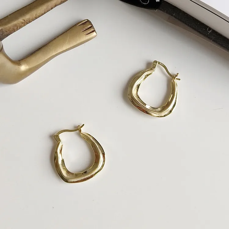 Morocco amorous 925 sterling silver irregular gold earring