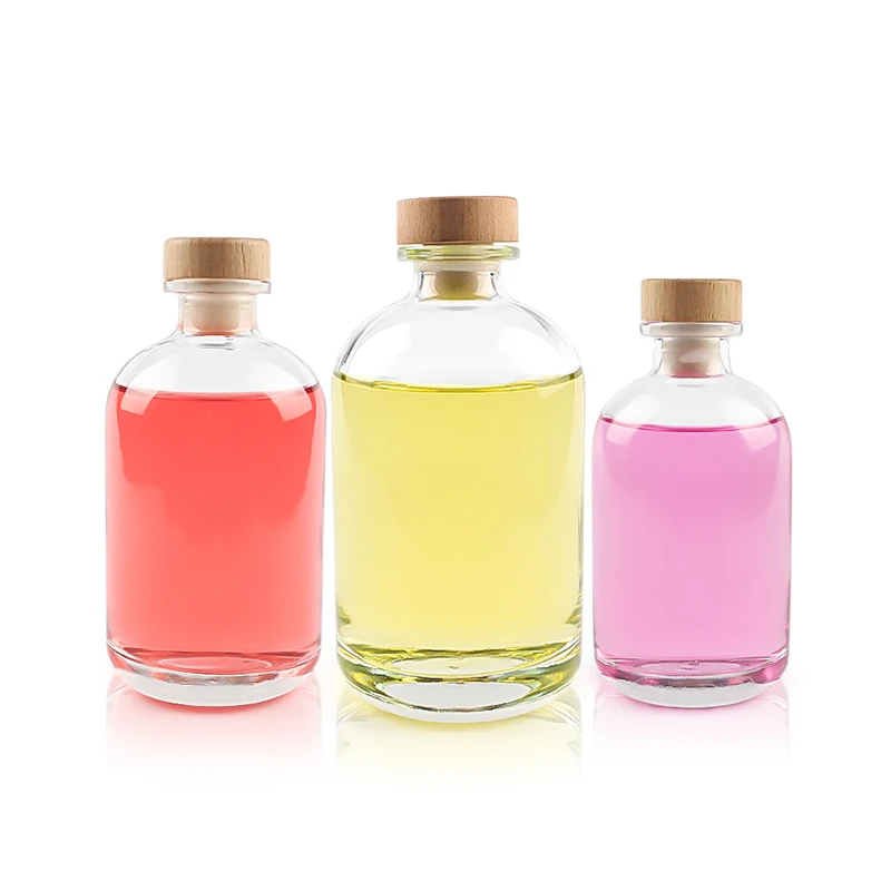 Clear Glass Bottles 12 oz 375ml for Wine Beverages Drinks with Cork Stopper Airtight Lid