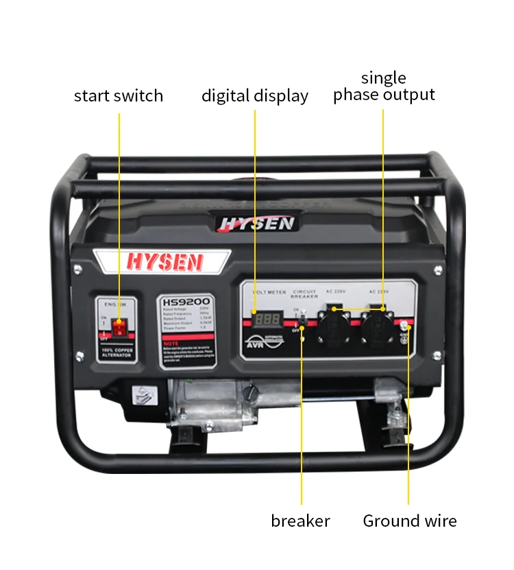 Hysen 2KW 3KW 3.5kw 4KW 2kva 220v gasoline generator 2000w Mini Engine Portable generadores a gasolina