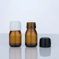Cheap Hot Sale amber glass bottle 30ml Glass medicine bottle with black screw cap Wholesale manufacture potion glass bottles