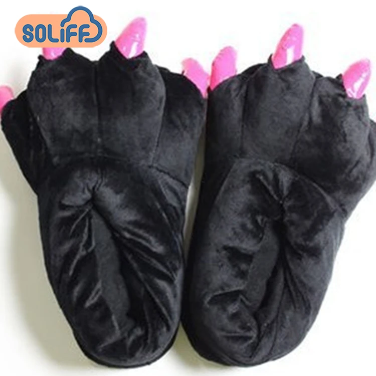 wholesale cheap soft fur paw slippers