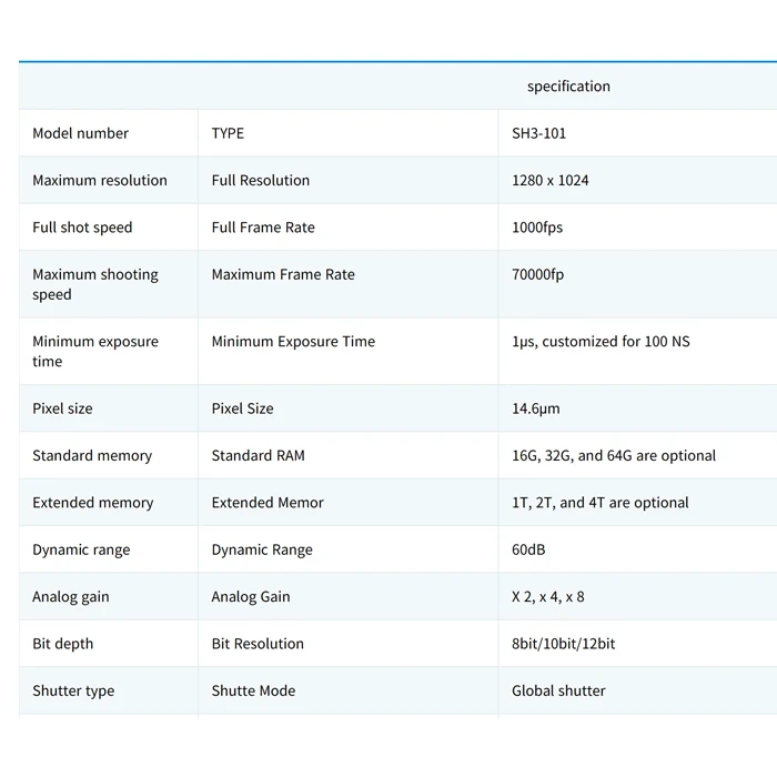 Intelligent high-speed camera BT3-101 1000FPS Global shutter Mono Color  machine vision for Study on laser welding technology