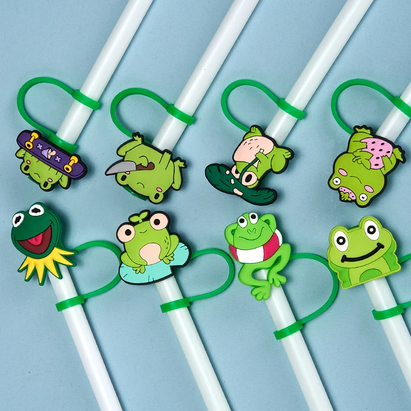 8mm HYB kuaji 2024 the frog mexican style pink cartoon sports bow tumbler tumbler custom valentines silicone 8mm straw toppers