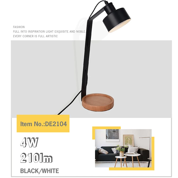 On/off Button Wooden Table Lamp, 3-step Dimming European Desk Lamps, Fashion Desk Lamp Wood