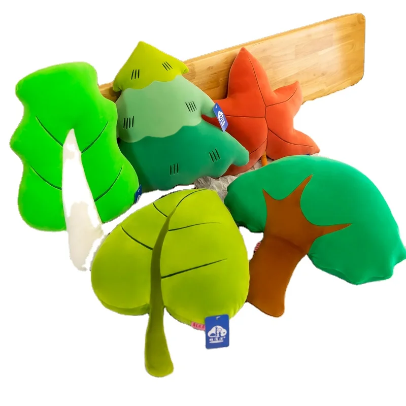 Christmas leaf pillow cute soft down cotton plush plants toy for elastic super soft doll