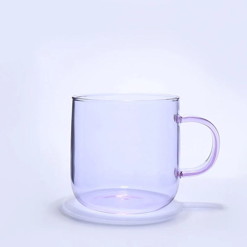Cherry Blossom Cup Coffee Mug Home Use Glass Cup With Handle Manufacture New Design Single Wall Colored Borosilicate Glass Mugs