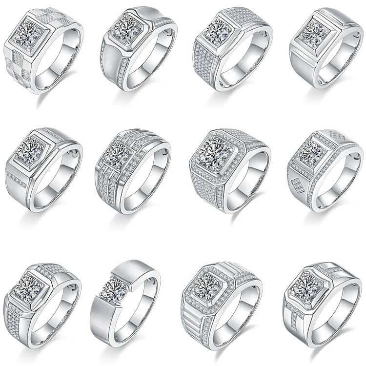Wholesale S925 Diamonds Jewellery 1ct 2ct 3ct Moissanite Men Ring With Manufacture Price