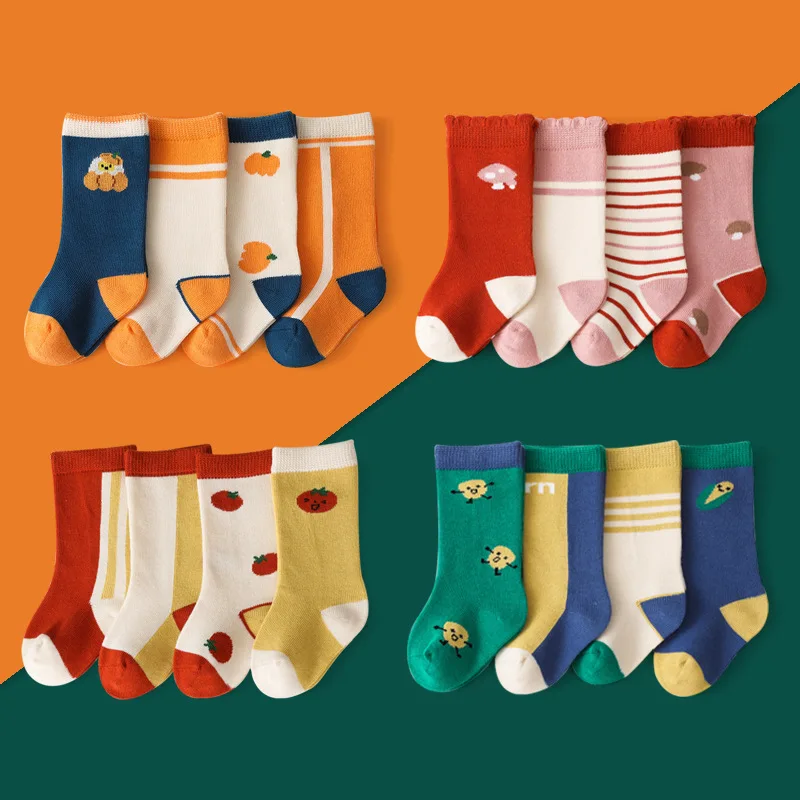 XUFANG 2021 Wholesale New Autumn and Winter Korea Combed Cotton Boys Socks Middle Tube Warm