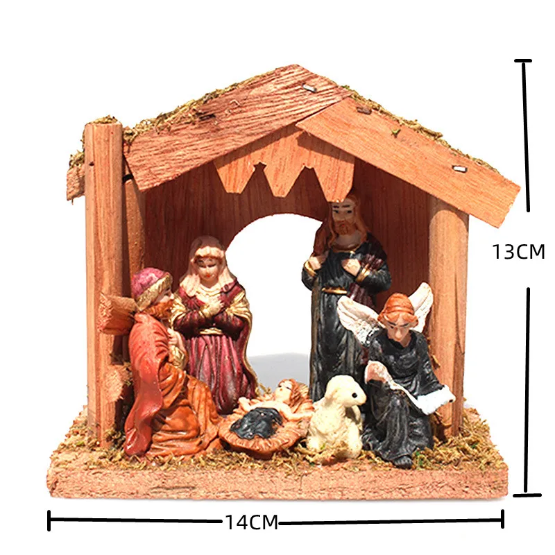 New Jesus Birth Scene Decoration Horse Trough Group House Resin Crafts Statue Religious Church Home Decoration
