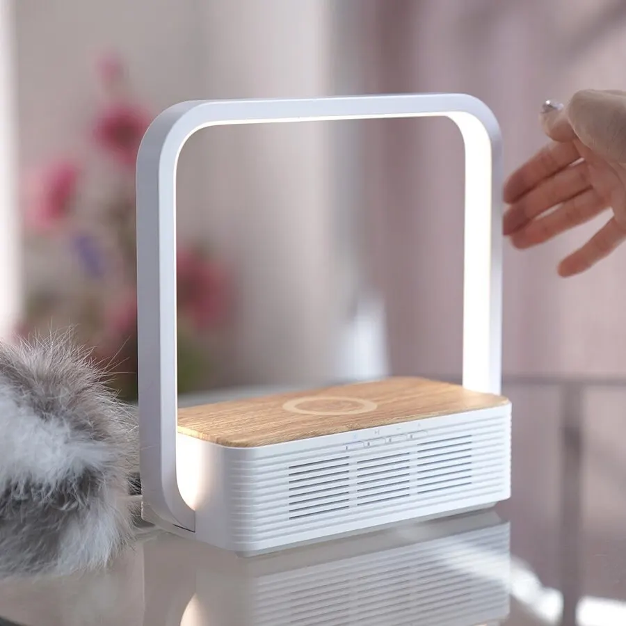 Home Decor Sound Box Speaker With Light Wood Imitation Bluetooth Wireless Charging Bluetooth Speaker Led Portable Speaker