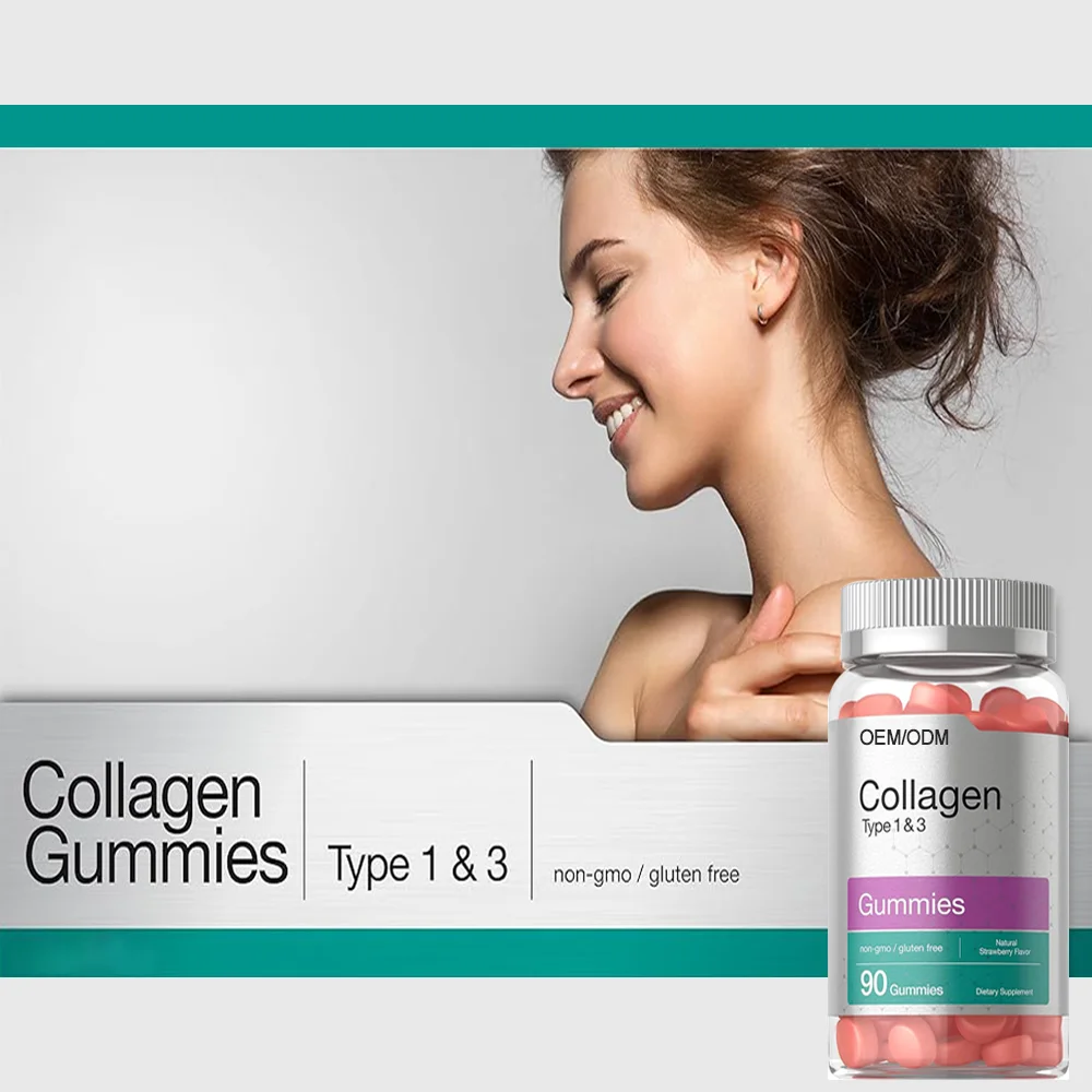 High Quality Food Supplements Support Hair Nail Growth Skin Healthy Collagen Gummies with Biotin+Vitamin C