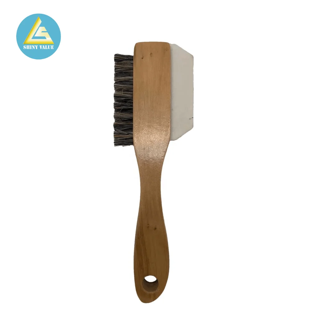 shoe cleaner brush wooden handle with eraser at the other side