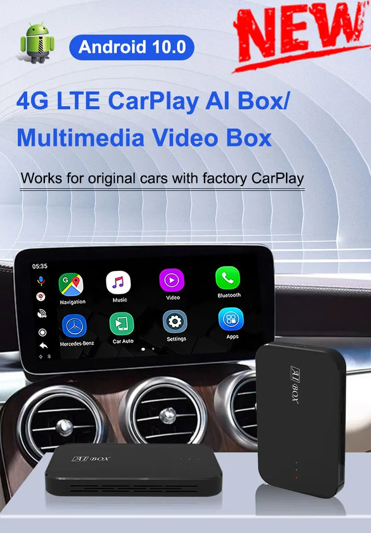 2022 4G LTE USB Android Auto Multimedia Wireless CarPlay Smart Multi Media Steam WiFi Adapter AI Box for Car Apple