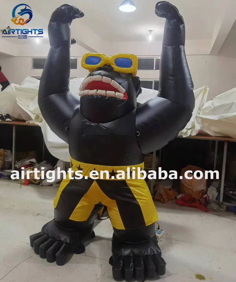 Durable pvc tarpaulin 8ft high inflatable little gorilla balloon for advertising