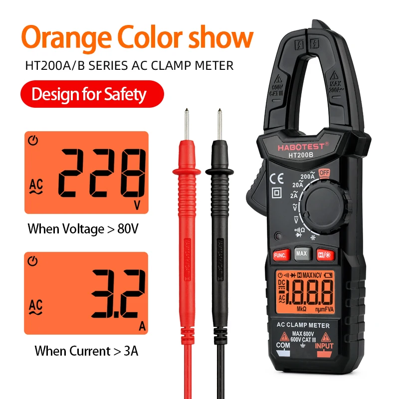 Hot Sale HABOTEST HT200A Low Price Auto Range Pocket Digital Clamp Meter with Capacitance