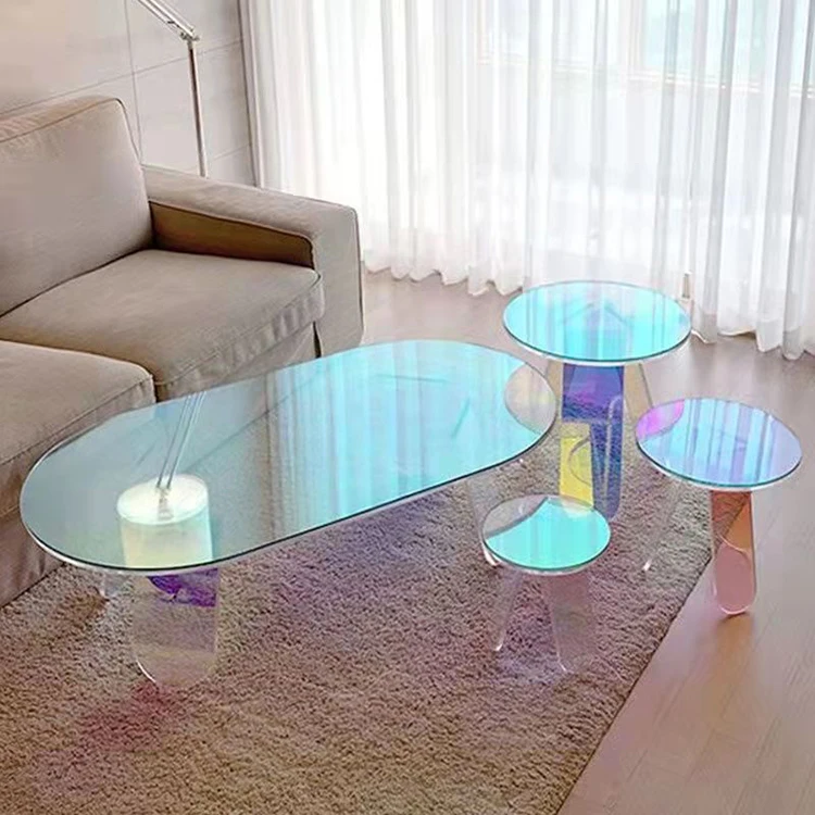 Wholesale Home Office Rainbow Furniture Custom Shapes Clear Acrylic Coffee Table For Home Decoration