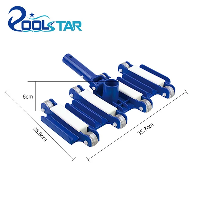 Heavy Duty Blue Flexible Weighted Spa&Pool Accessories Cleaning Tool Vacuum Head Cleaner w/ Wheels for Maintenance