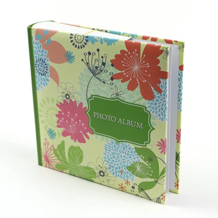 
Book bound 4*6 inch green flower 200 photos printed paper cover floral photo album 