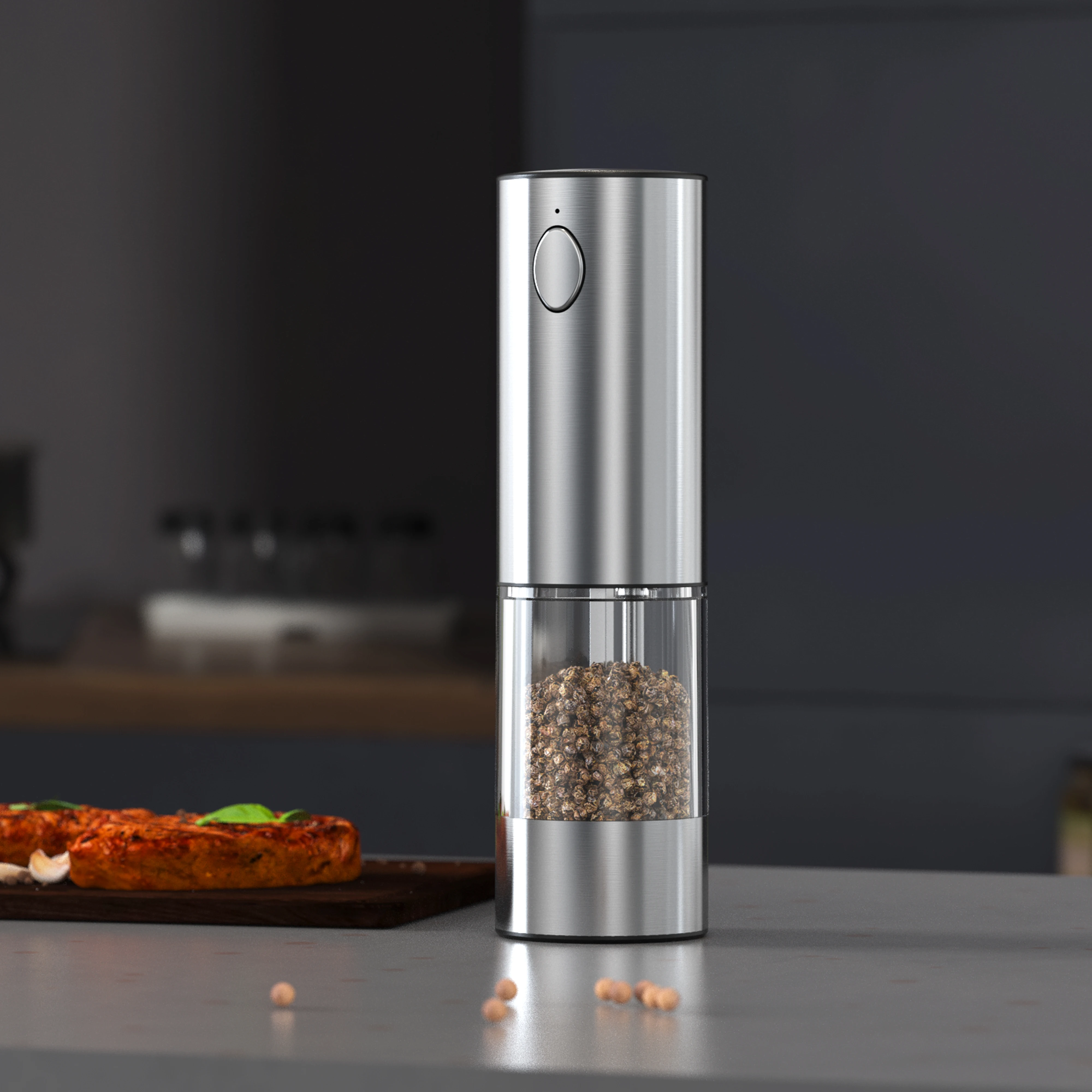 Wholesale Automatic Ceramic Electric Grinder Stainless Steel Portable Gravity Salt and Pepper Mill Eco-Friendly Modern Design