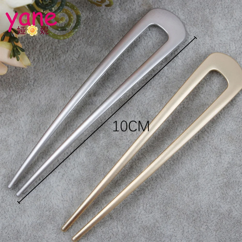 Fashion metal hair accessories about  U-shape metal hairpin customize the gold sliver and size is 10 cm for women
