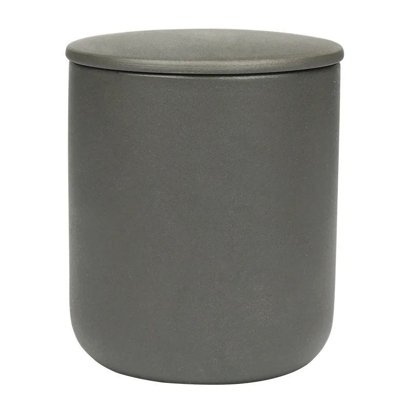 Hot Selling Matt Colored Ceramic Clay Candle Containers Empty Candle Jars With Lids