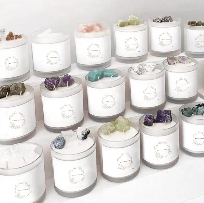 Candle manufacturers Custom Private Label Customizlable High Quality Soy Luxury Scented Candles With Crystals