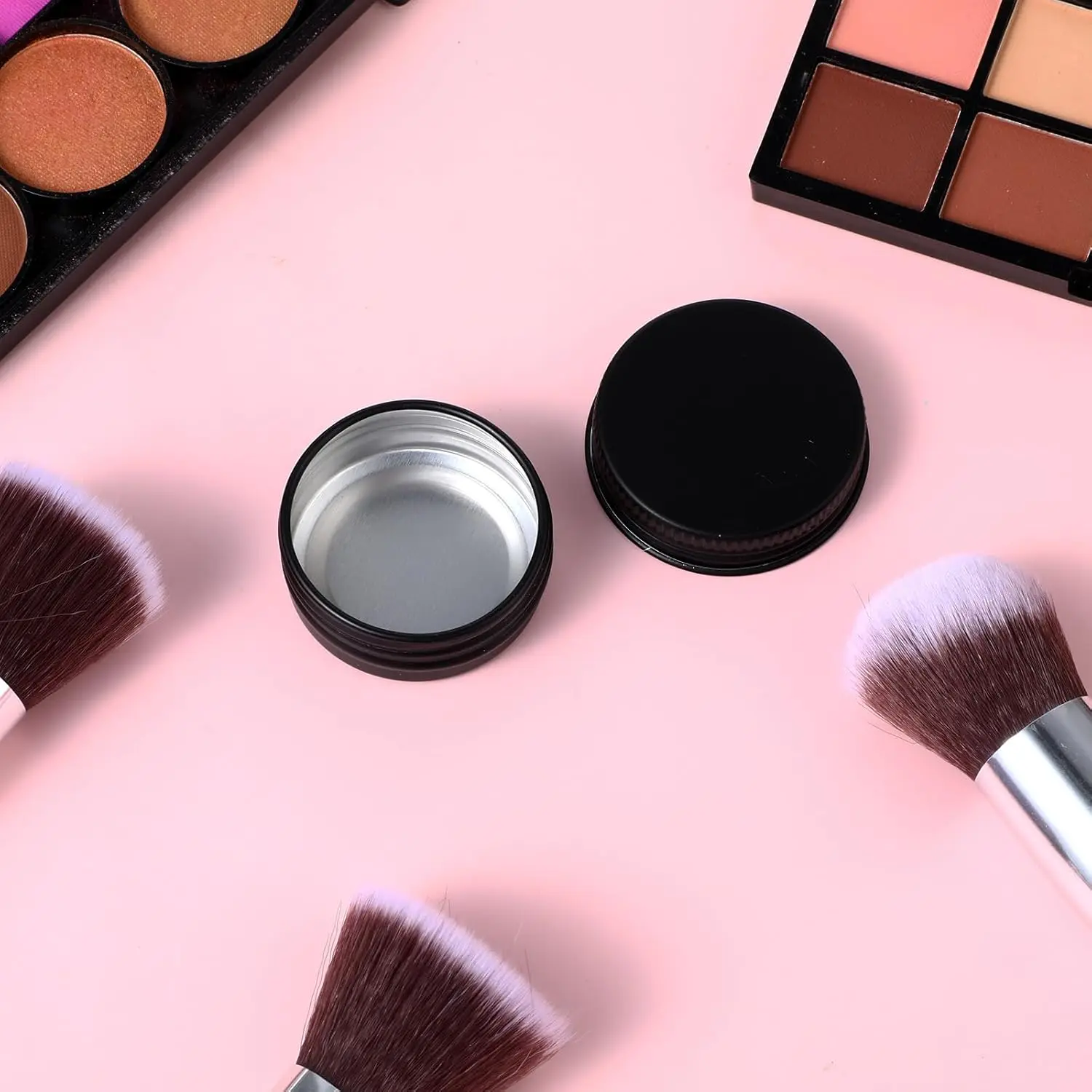 Custom Matte Black Round Skincare Container Empty Screw Metal Box Cosmetic Packaging Storage Balm Tin Aluminum Jar