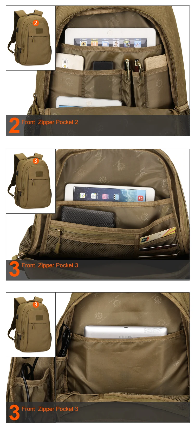 Waterproof 600D Oxford Camping Trekking Hunting Tactical Backpack MOLLE Bag Hiking Daypacks With Power Charging 7