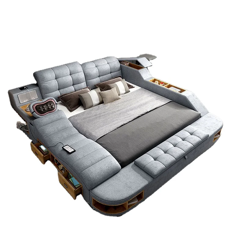 
FEIFAN Modern Multifunctional Modern leather Sofa Bed with Storage massage multimedia speaker USB charger 