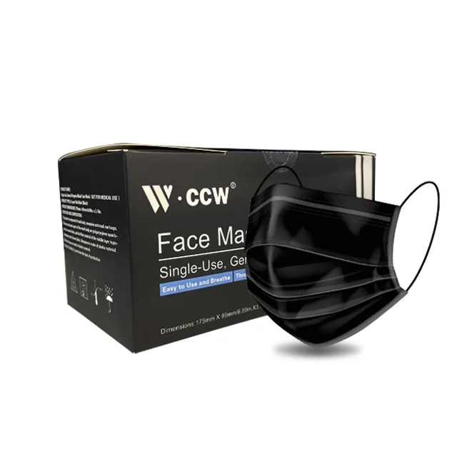 best selling face mask BLACK DISPOSABLE  face mask 3 ply 50 PACK type manufacturer face mask