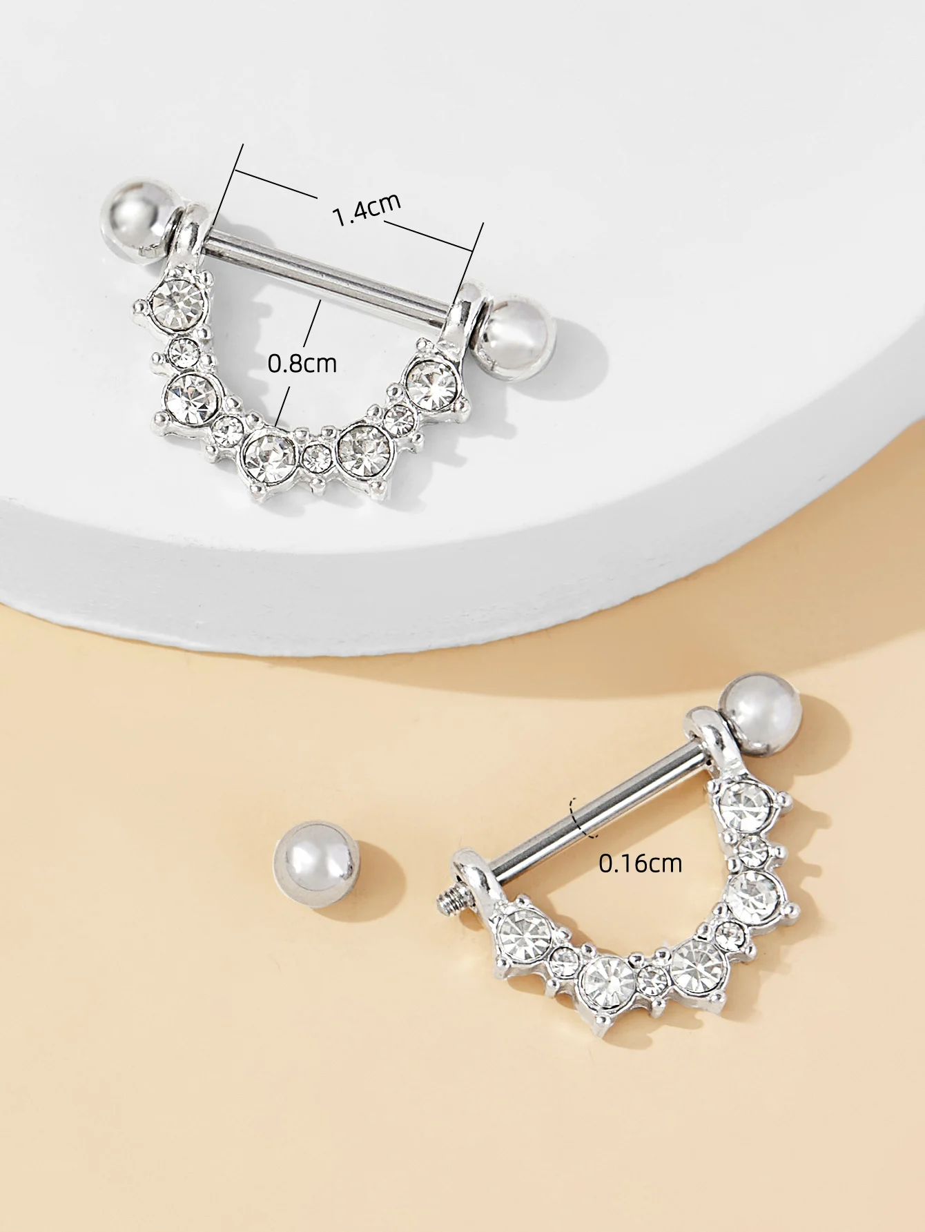 Luxury Shinning Rhinestones Unique Nipple Ring Surgical Titanium Piercing Jewelry Kit