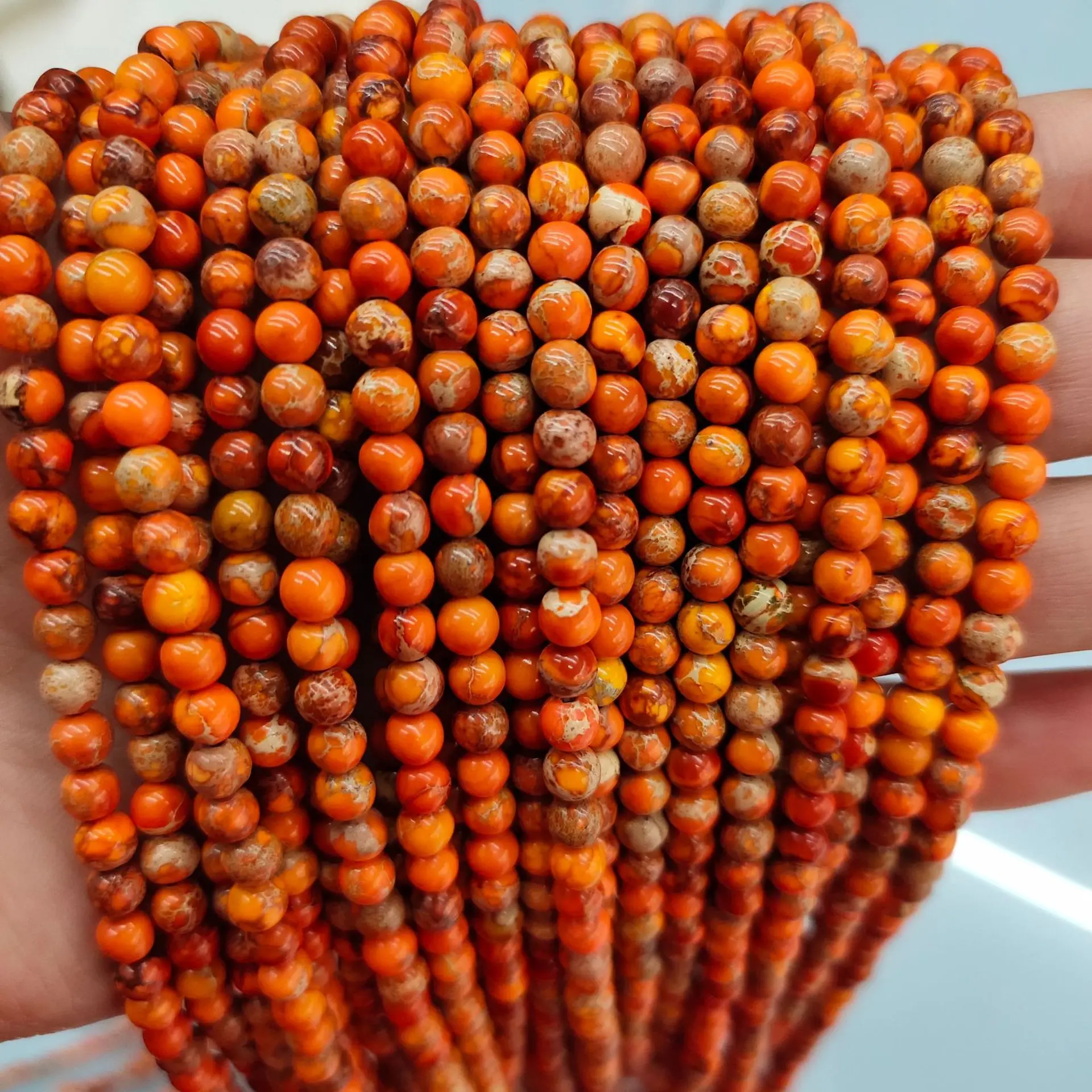 Wholesale Natural Brazilian Emperor Stone Mixed Color Accessories Amazon Emperor Turquoise Round Loose Beads For Jewelry Making