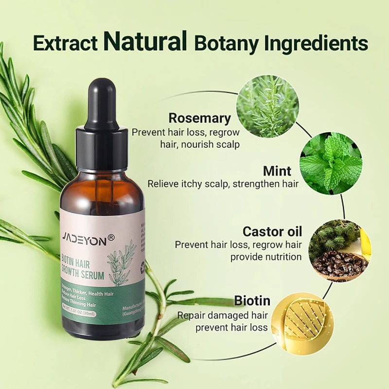 Private Label Natural Nourishing Castor Oil Formula Growth Serum Post Partum Hair Loss Biotin Rosemary Oil 30ml Hair Treatment