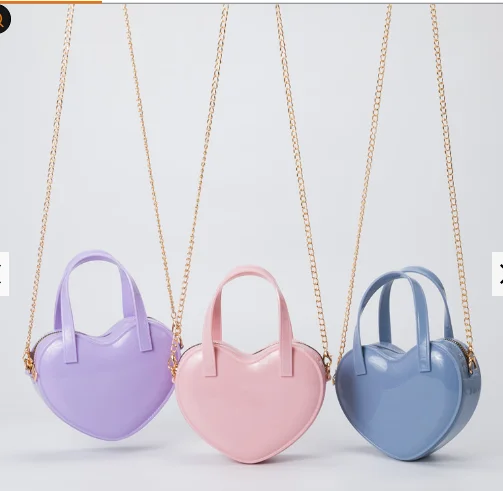 2022 New Trend Less Jelly Portable Diagonal Bag One Shoulder Chain Love Cute Girl Bag PVC Waterproof Wear-resistant Cheap Whole